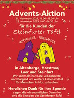 Es werden in allen Lebensmittelgeschäften haltbare Lebensmittel für Menschen in Not gesammelt. - Steinfurter Tafel Es werden in allen Lebensmittelgeschäften haltbare Lebensmittel für Menschen in Not gesammelt.