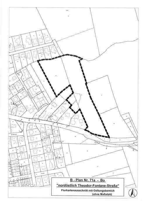 Flurkartenausschnitt BPlan 71a nordöstlich Theodor-Fontane-Straße