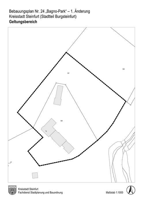 Flurkartenausschnitt BPlan 24 - Bagno Park - 1. Änderung (Steinfurt-Burgsteinfurt)