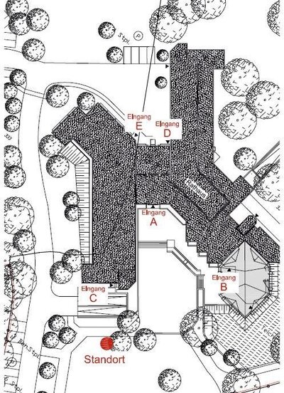Übersicht der Eingänge am Rathaus Übersicht der Eingänge am Rathaus